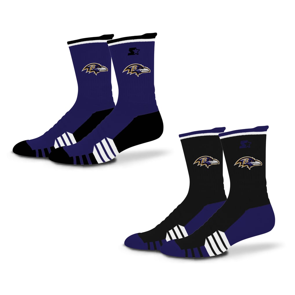  Baltimore Ravens Starter Breakaway Crew Sock 2 Pack - Purple/Black